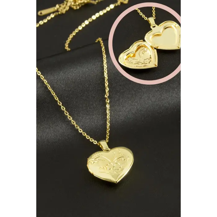 Kalp Kapaklı Çelik Kolye