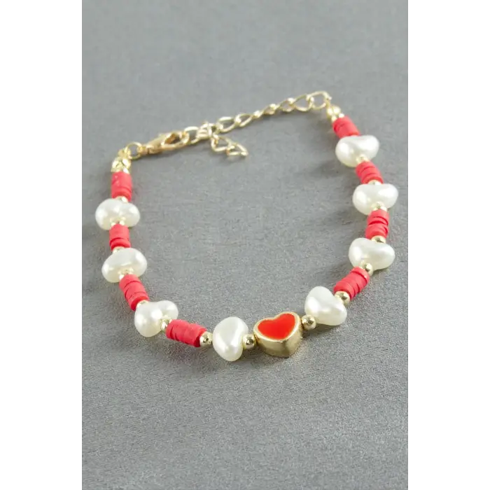 Kalp Kristal İnci Bileklik