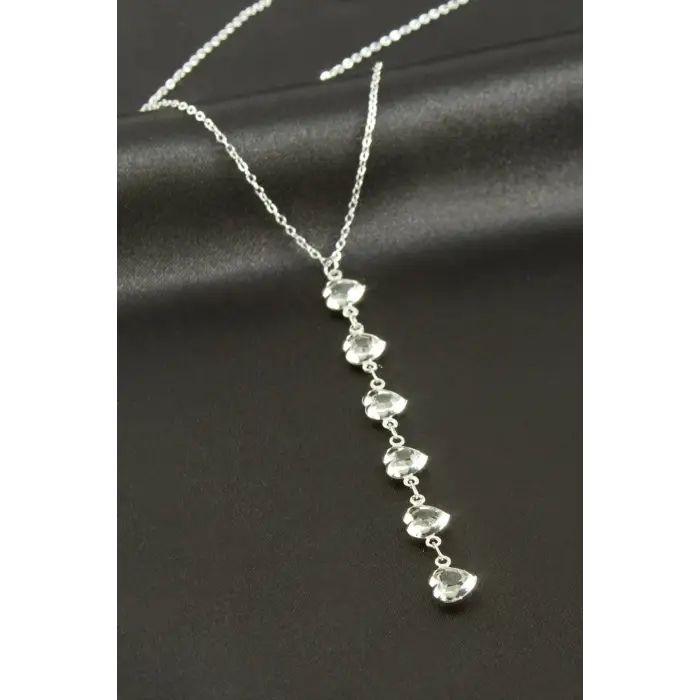 Kalp Kristal Taşlı Y Kolye