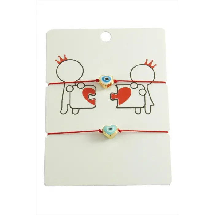 Kalp Nazar İp Bileklik 2 Adet