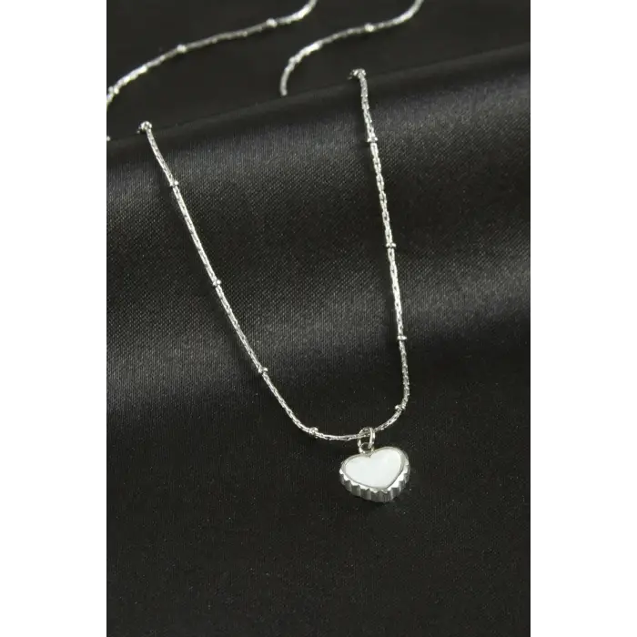 Kalp Sedef Lüks Çelik Kolye