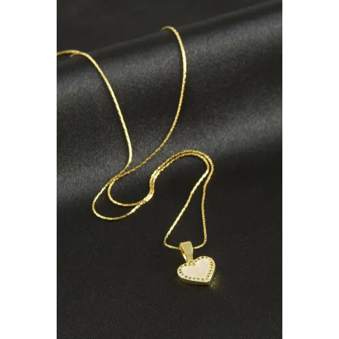 Kalp Sedef Lüks Çelik Kolye