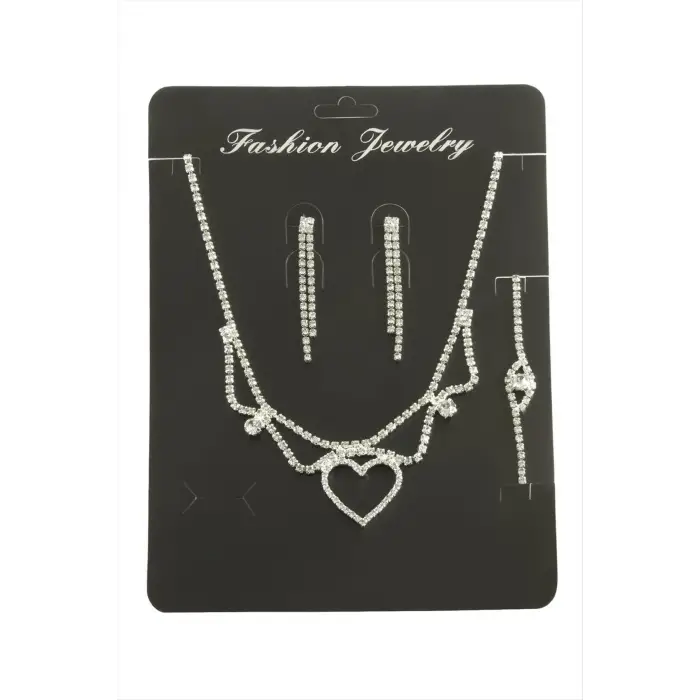 Kalp Taşlı Set Kolye