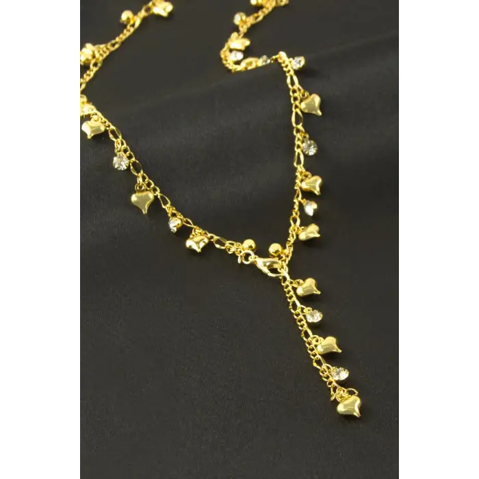 Kalp Taşlı Y Kolye