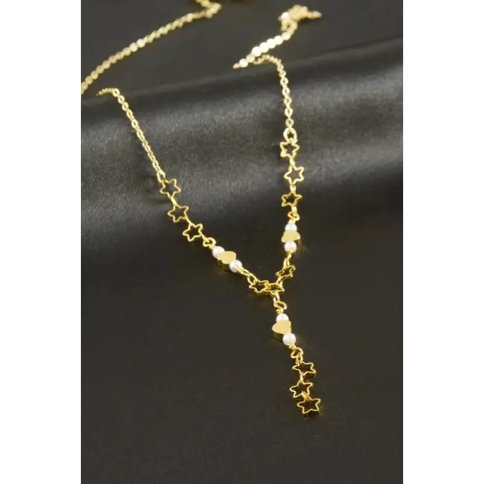 Kalp Yıldız İnci Y Kolye