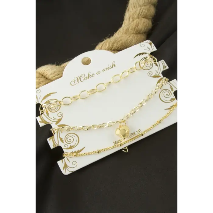 Kalp Zincir Bileklik 3 Adet