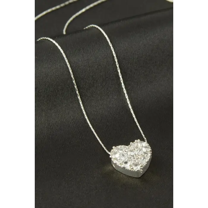 Kalp Zirkon Taşlı Kolye