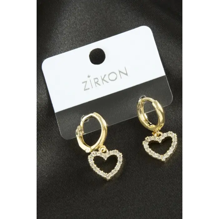 Kalp Zirkon Taşlı Küpe