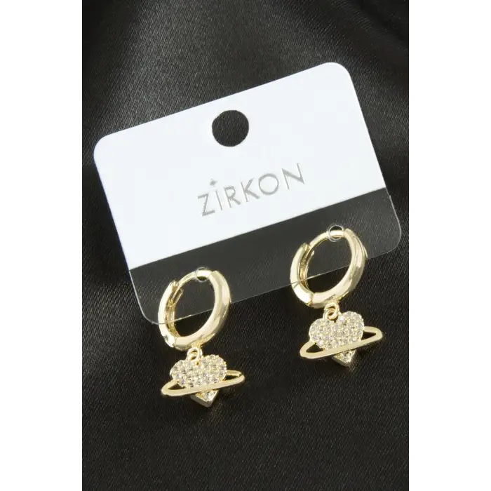 Kalp Zirkon Taşlı Küpe