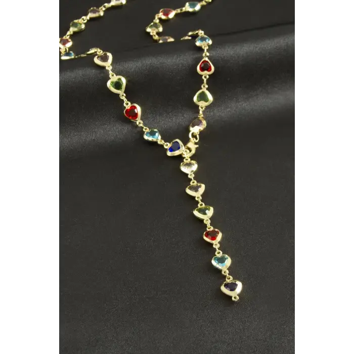 Kalp Zirkon Taşlı Y Kolye