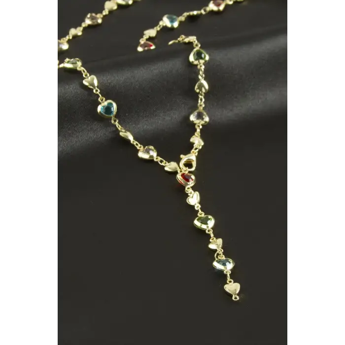 Kalp Zirkon Taşlı Y Kolye