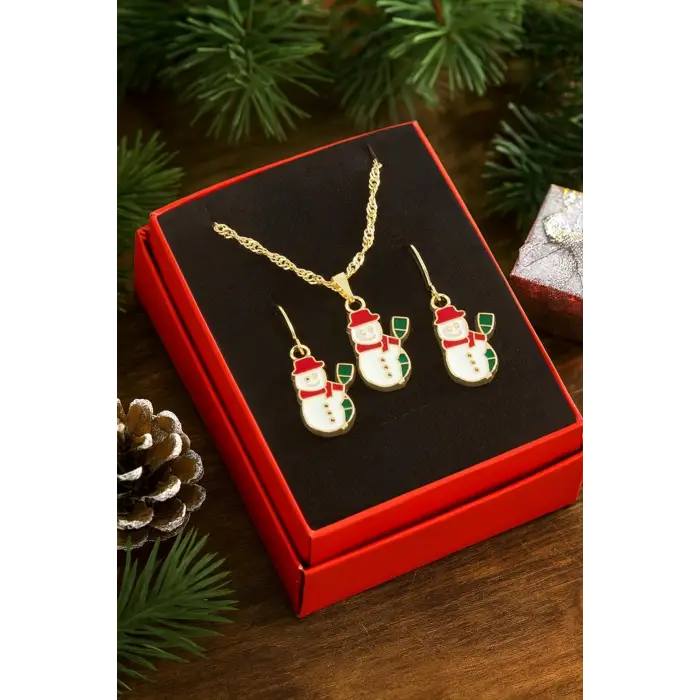 Kardan Adam Yılbaşı Kutulu Zincir Kolye Set