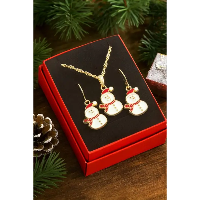 Kardan Adam Yılbaşı Kutulu Zincir Kolye Set