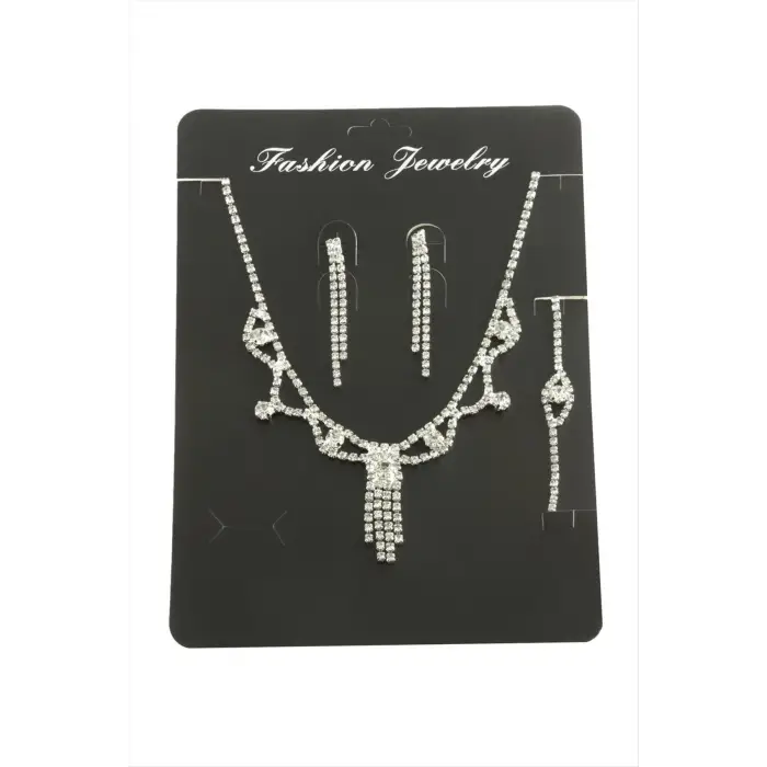 Kare Taşlı Set Kolye