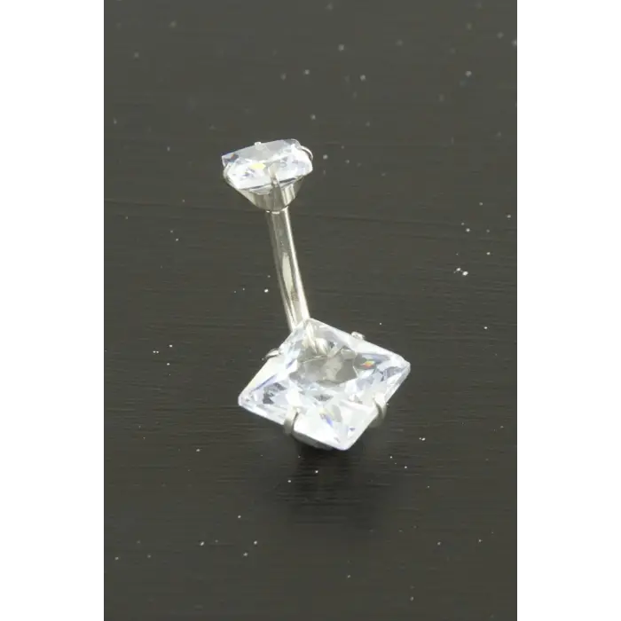 Kare Zirkon Taşlı Çelik Piercing 1 Adet