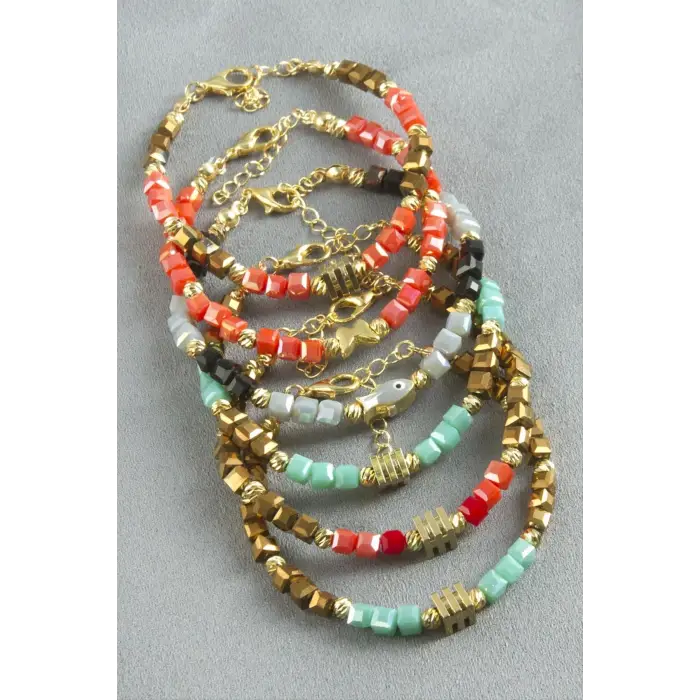 Karışık Figürlü Küp Kristal Bileklik