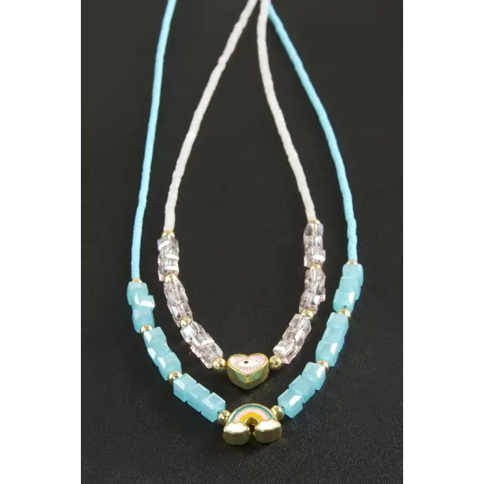 Karışık Figürlü Miyoki Boncuk Küp Kristal Kolye 1 Adet