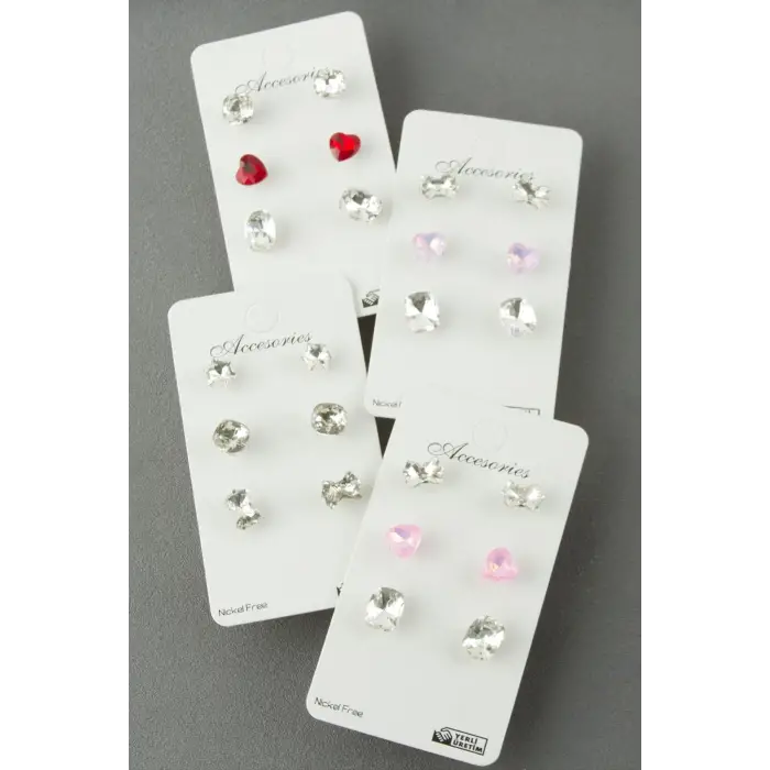 Karışık Taşlı Küpe 6 Adet