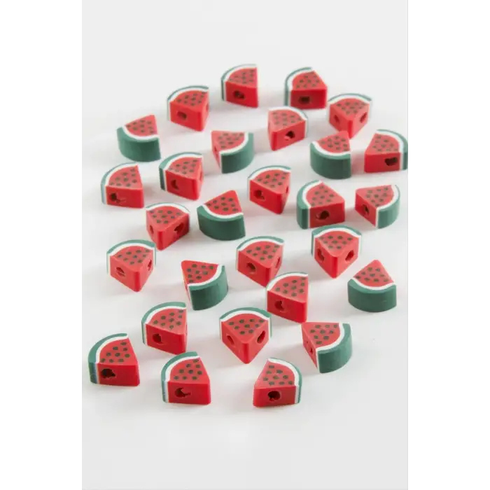 Karpuz Desenli Fimo Boncuk 100 Adet
