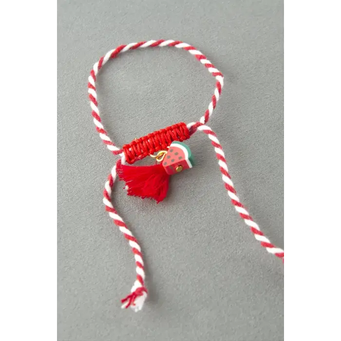 Karpuz Püskül Marteniçka İp Bileklik