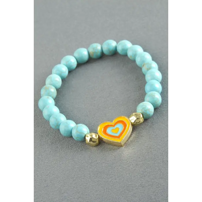 Karşık Figürlü Turkuaz Doğaltaş Bileklik