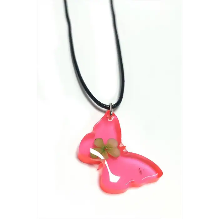 Kartopu Çiçeği Kelebek Epoksi Kolye