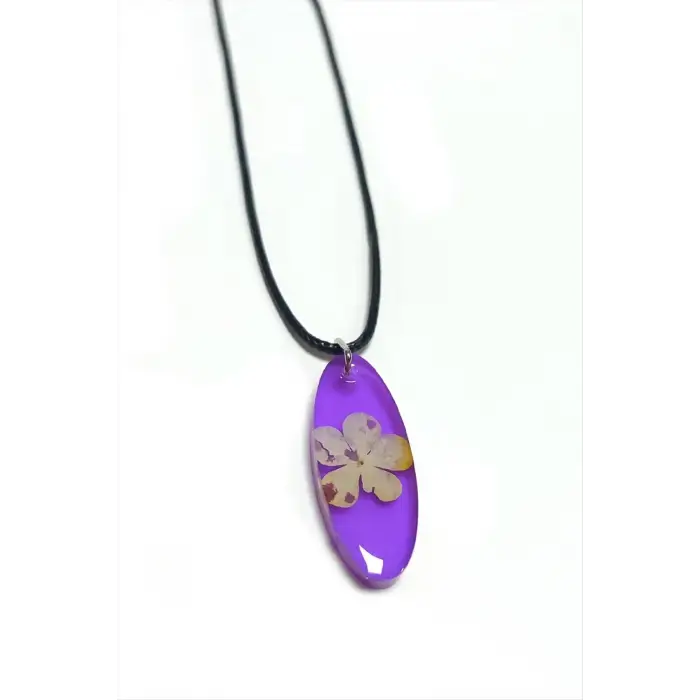 Kartopu Çiçeği Oval Epoksi Kolye