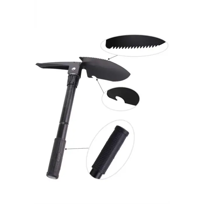 Katlanabilir Kamp Küreği Küçük Kazma Kürek Seti Pusulalı