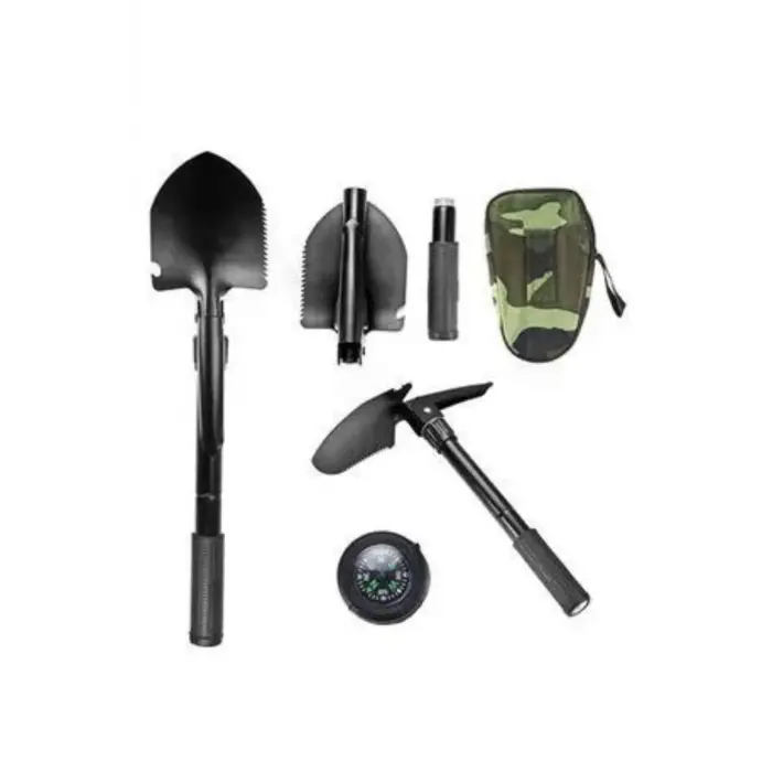 Katlanabilir Kamp Küreği Küçük Kazma Kürek Seti Pusulalı