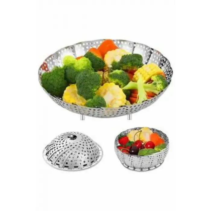 Katlanır Buharda Sebze Pişirici Haşlayıcı Haşlama Sepeti Aparatı