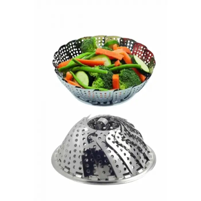 Katlanır Buharda Sebze Pişirici Haşlayıcı Haşlama Sepeti Aparatı