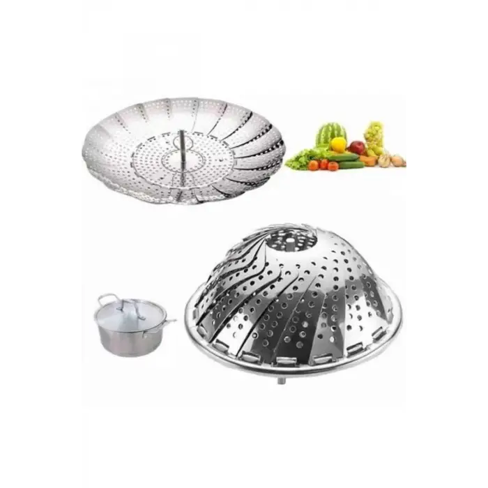Katlanır Buharda Sebze Pişirici Haşlayıcı Haşlama Sepeti Aparatı