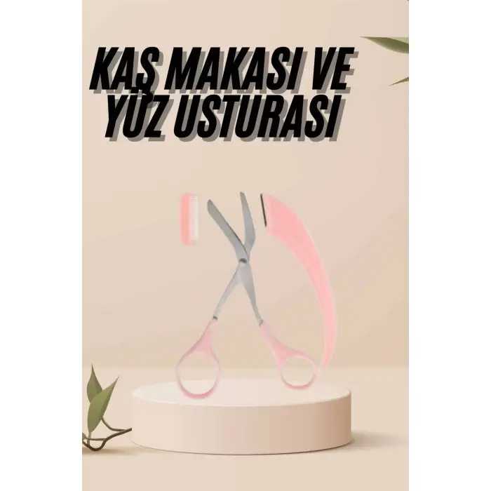 Kavisli Kaş Kirpik Düzeltici Bıyık Alma Taraklı Kaş Makası Yüz Bakım Seti Makas