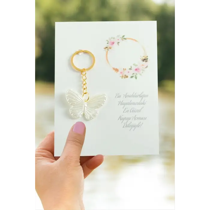 Kelebek İnci Anahtarlık