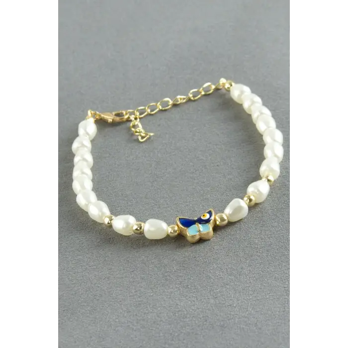 Kelebek Oval İnci Bileklik