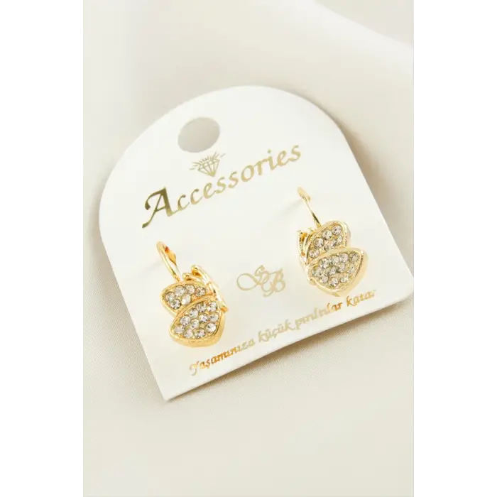 Kelebek Taşlı Klipsi Küpe