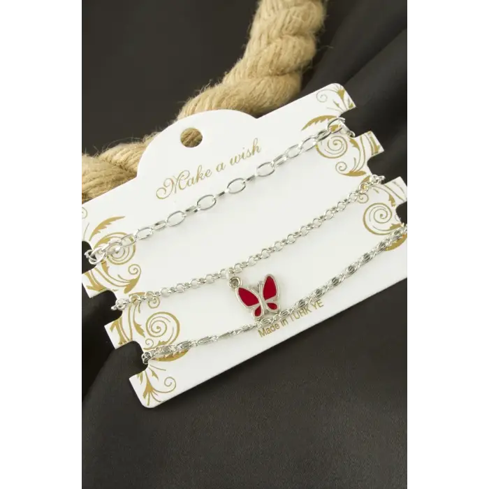 Kelebek Zincir Bileklik 3 Adet