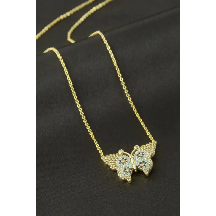 Kelebek Zirkon Taşlı Kolye