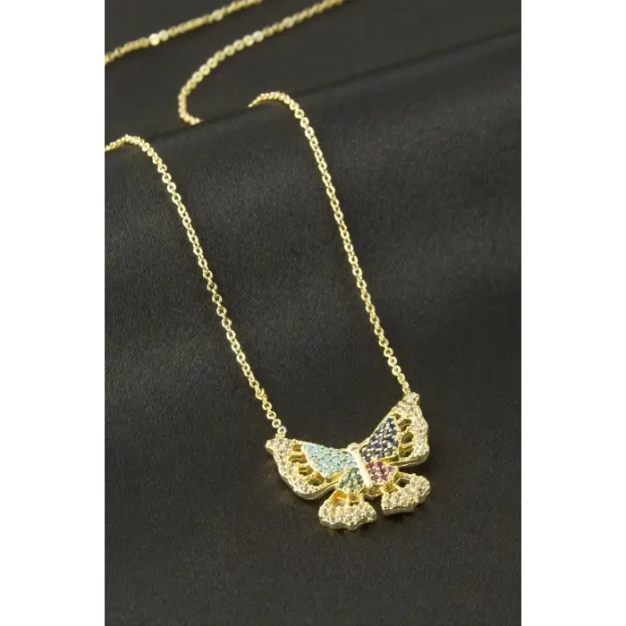 Kelebek Zirkon Taşlı Kolye