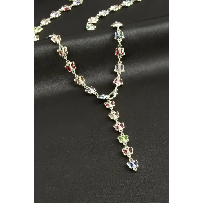 Kelebek Zirkon Taşlı Y Kolye