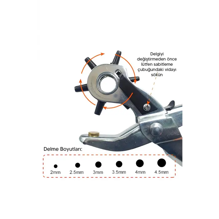 6 Başlıklı Döner Kemer Delme Aleti Metal Delik Açıcı Pense, Deri Kanvas Kemer Delme Makinesi