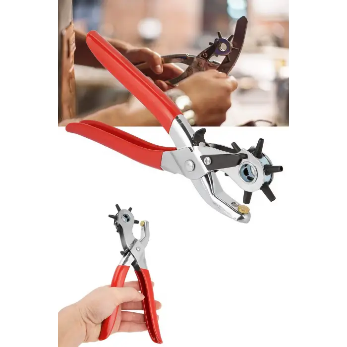 Kemer, Deri, Kanvas İçin 6 Delik Başlıklı Döner Kemer Delik Delme Aleti Delik Açıcı Pense Aparat