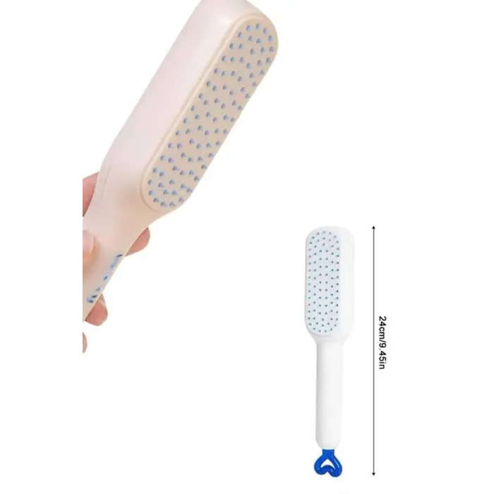 Kendi Kendini Temizleyen Otomatik Tuşlu Saç Tarağı Dolaşık Açıcı Masaj Fırçası Silikon Fırça