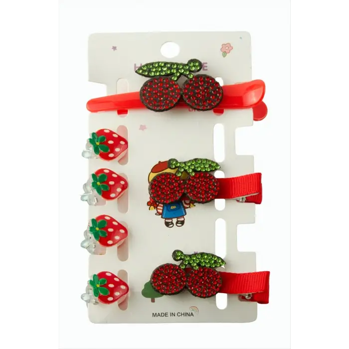 Kiraz Çilek Pens Toka 8 Adet