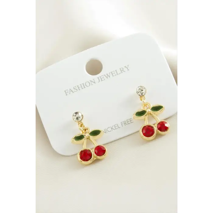 Kiraz Taşlı Mineli Küpe