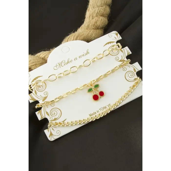 Kiraz Zincir Bileklik 3 Adet