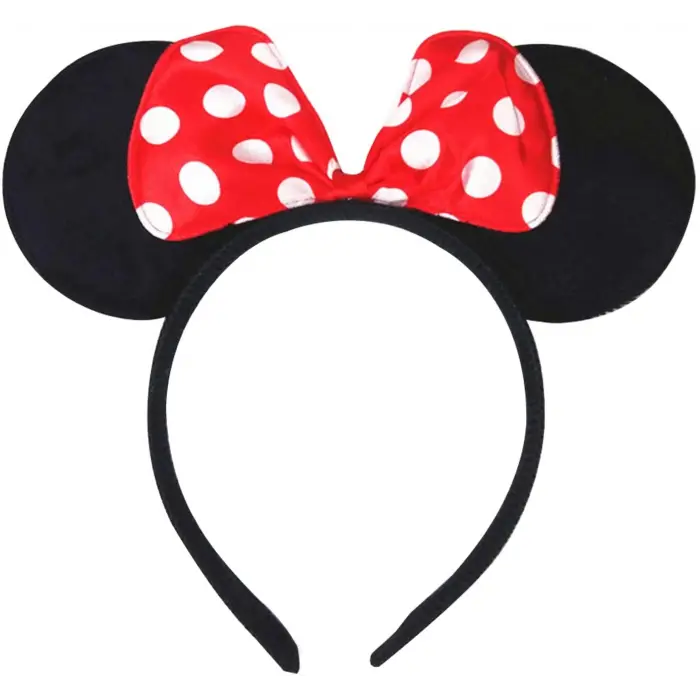 Kırmızı Fiyonklu Minnie Mouse Taç Fare Tacı Kafa Bandı