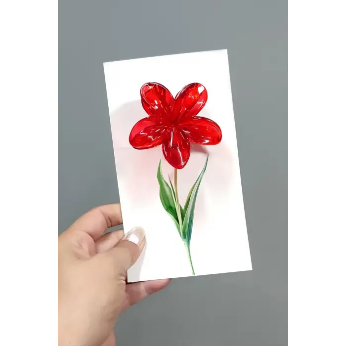 Kırmızı Lotus Toka 6 cm (Kartsız)