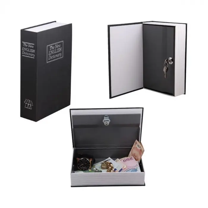 Kitap Şeklinde Gizli Kasa Kilitli kumbara Büyük Boy