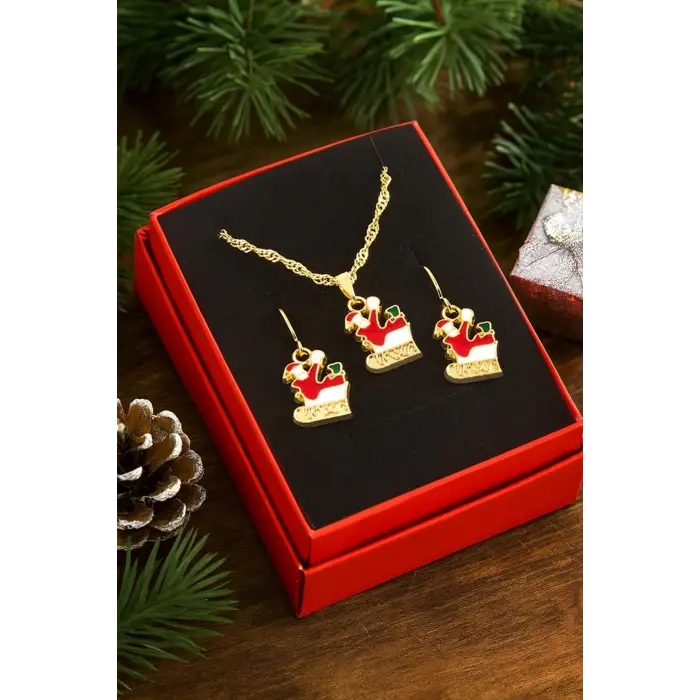 Kızak Yılbaşı Kutulu Zincir Kolye Set